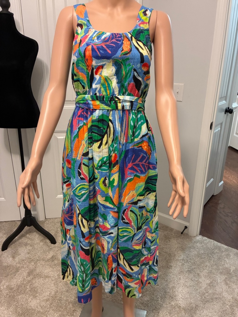 NIC+ZOE Multicolor Tropical Leaf Print Midi Dress - Blue Multi
